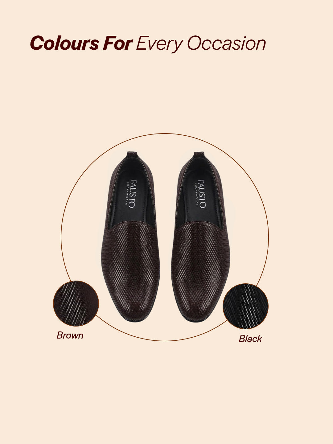 Men Brown Textured Festive Wedding Classic Prom Slip On Mojaris | Soft Inner Lining Ethnic Juttis for Kurta | Traditional Outfit Slip-Ons with Memory Cushioned Insole