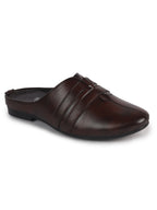 Men Tan Back Open Ethnic Slip On Mules with Soft Cushion Comfort|Slip-Resistant Sole|Perfect for Weddings, Festivals, Sherwani, Indo-Western Outfits