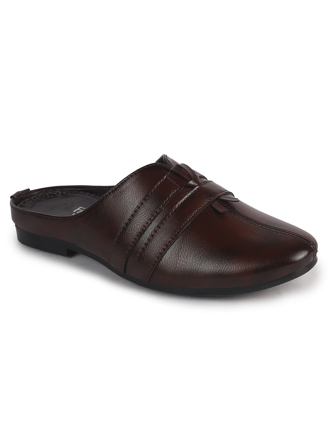 Men Tan Back Open Ethnic Slip On Mules with Soft Cushion Comfort|Slip-Resistant Sole|Perfect for Weddings, Festivals, Sherwani, Indo-Western Outfits
