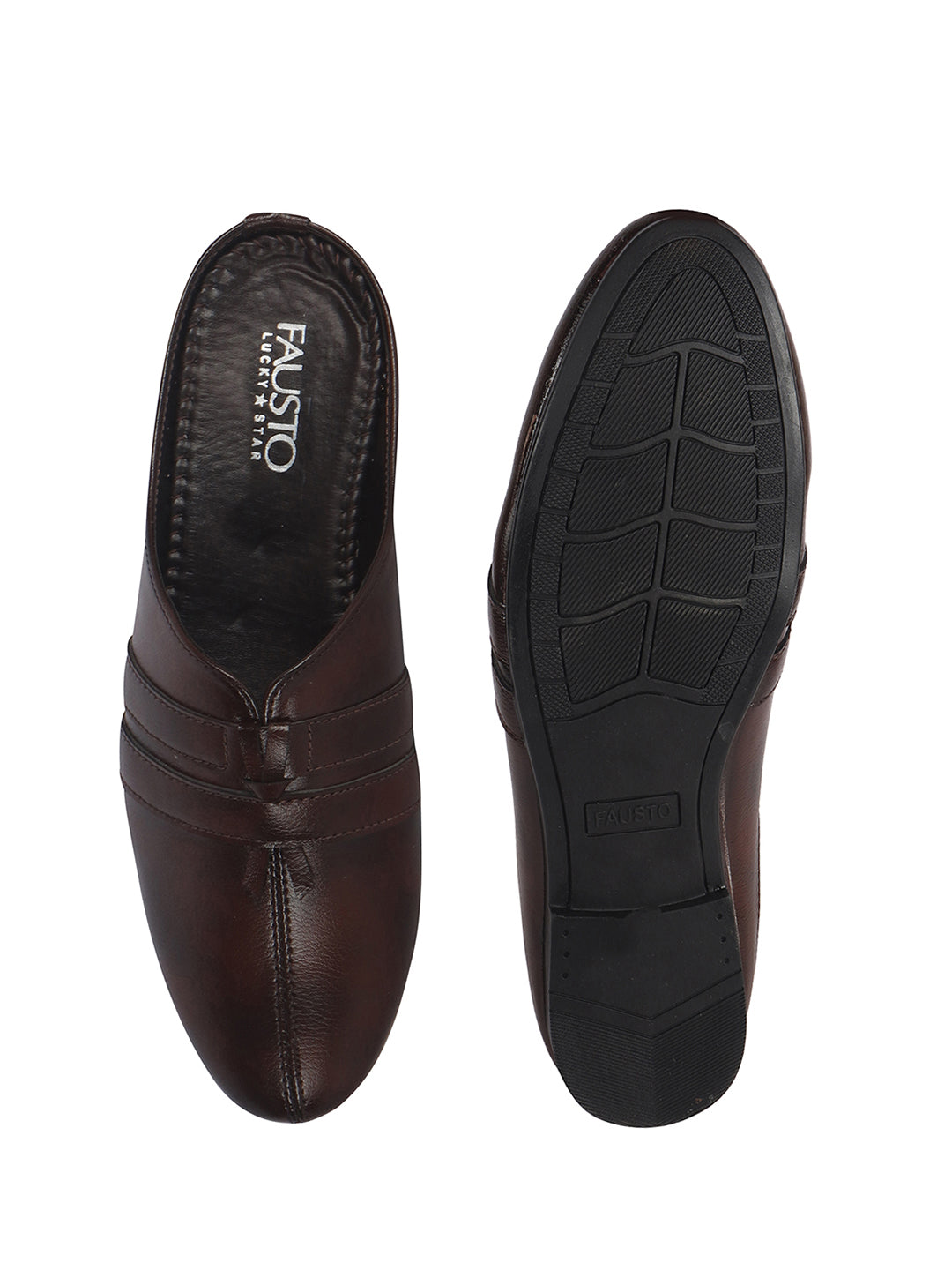 Men Tan Back Open Ethnic Slip On Mules with Soft Cushion Comfort|Slip-Resistant Sole|Perfect for Weddings, Festivals, Sherwani, Indo-Western Outfits