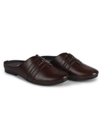 Men Tan Back Open Ethnic Slip On Mules with Soft Cushion Comfort|Slip-Resistant Sole|Perfect for Weddings, Festivals, Sherwani, Indo-Western Outfits