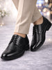 Men Black Wedding Party Genuine Leather Embossed Design Oxford Lace Up Shoes