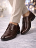 Men Brown Wedding Party Genuine Leather Embossed Design Oxford Lace Up Shoes