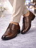 Men Tan Wedding Party Genuine Leather Embossed Design Oxford Lace Up Shoes