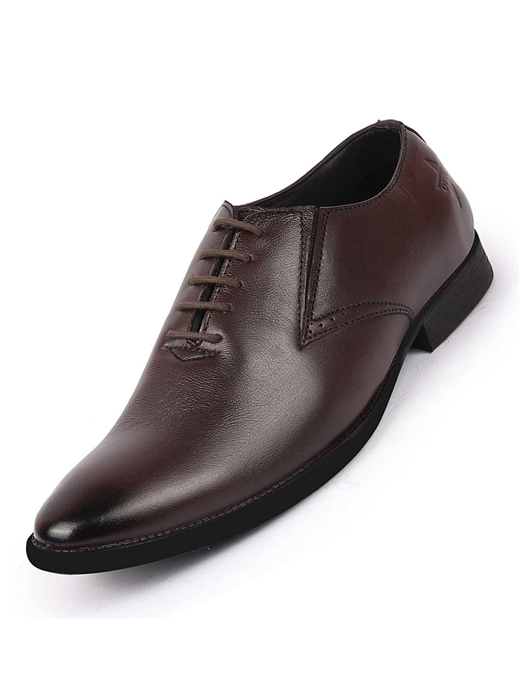 Men Brown Formal Office Work Genuine Leather Oxford Lace Up Shoes