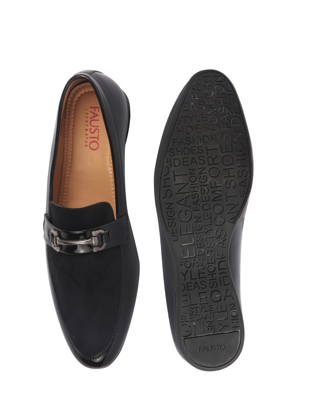 Men Black Patent Leather Velvet Horsebit Classic Formal Buckle Loafer Shoes