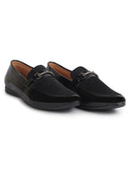 Men Black Patent Leather Velvet Horsebit Classic Formal Buckle Loafer Shoes