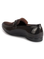 men brown patent leather velvet horsebit classic formal buckle loafer shoes
