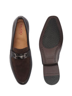 men brown patent leather velvet horsebit classic formal buckle loafer shoes