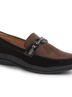 men brown patent leather velvet horsebit classic formal buckle loafer shoes