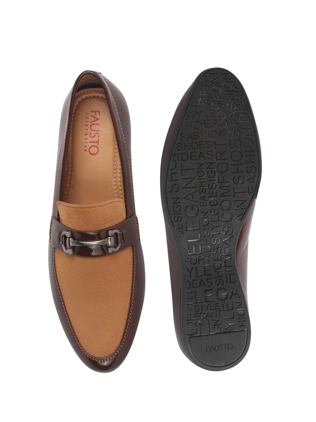 Men Tan Patent Leather Velvet Horsebit Classic Formal Buckle Loafer Shoes