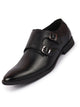 Men Black Formal Wedding Party Genuine Leather Double Monk Strap Shoes