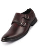 Men Brown Formal Wedding Party Genuine Leather Double Monk Strap Shoes