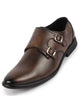 Men Tan Formal Wedding Party Genuine Leather Double Monk Strap Shoes