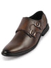 Men Tan Formal Wedding Party Genuine Leather Double Monk Strap Shoes