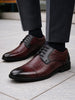 Men Brown Wedding Party Genuine Leather Embossed Design Oxford Lace Up Shoes