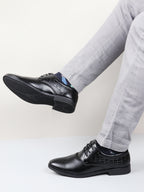 shop men black wedding party embossed design oxford lace up shoes online.