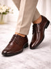 Men Brown Wedding Party Embossed Design Oxford Lace Up Shoes
