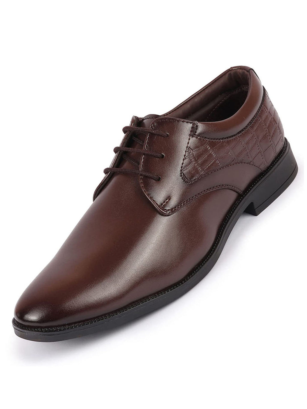 shop men brown wedding party embossed design oxford lace up shoes online.
