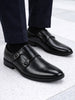 Men Black Formal Wedding Party Double Monk Strap Shoes