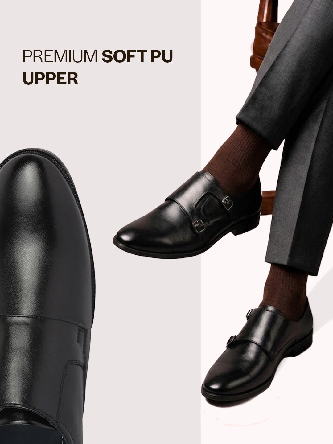 men black formal wedding party double monk strap shoes