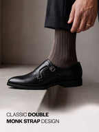 men black formal wedding party double monk strap shoes