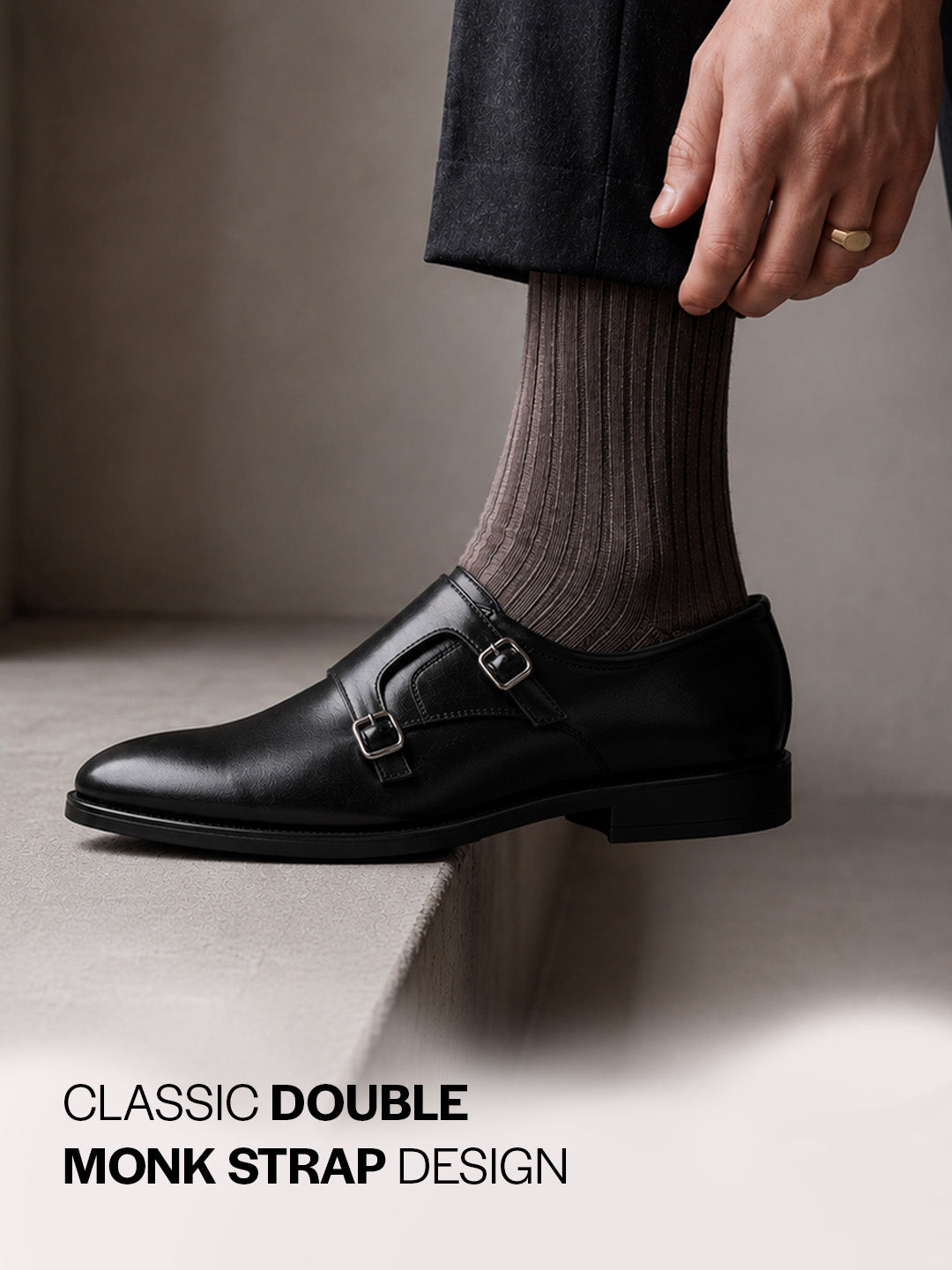 men black formal wedding party double monk strap shoes
