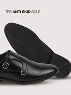 men black formal wedding party double monk strap shoes