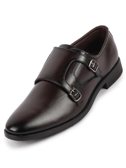 men brown formal wedding party double monk strap shoes
