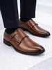 Men Tan Formal Wedding Party Double Monk Strap Shoes