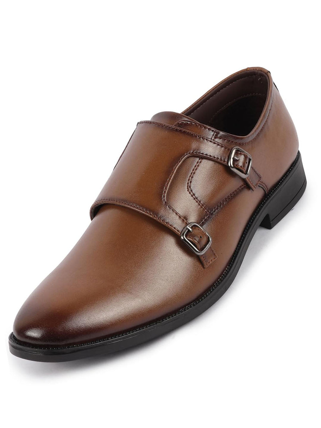 men tan formal wedding party double monk strap shoes