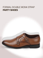 men tan formal wedding party double monk strap shoes