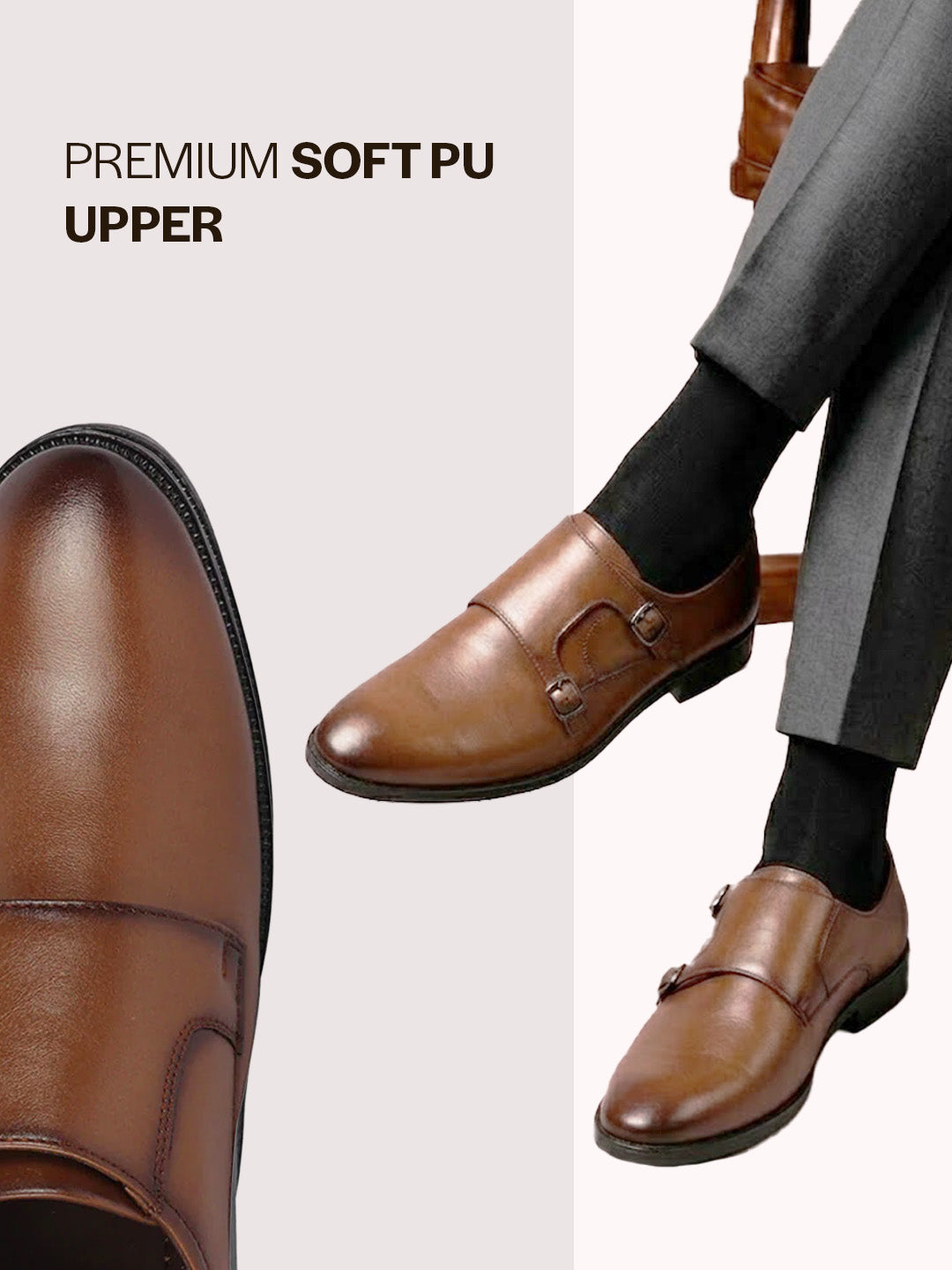 men tan formal wedding party double monk strap shoes