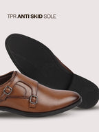 men tan formal wedding party double monk strap shoes