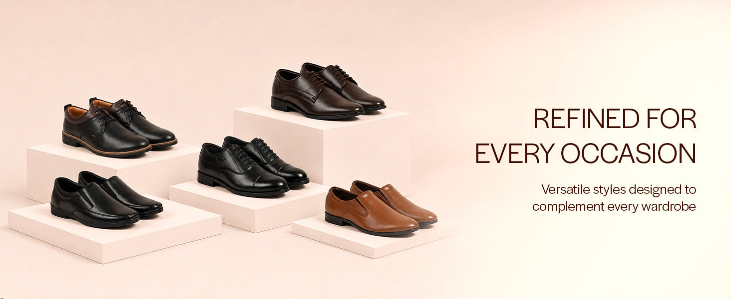 Men Black Formal Office Work Lace-Up Derby Shoes