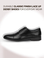 Men Black Formal Office Work Lace-Up Derby Shoes
