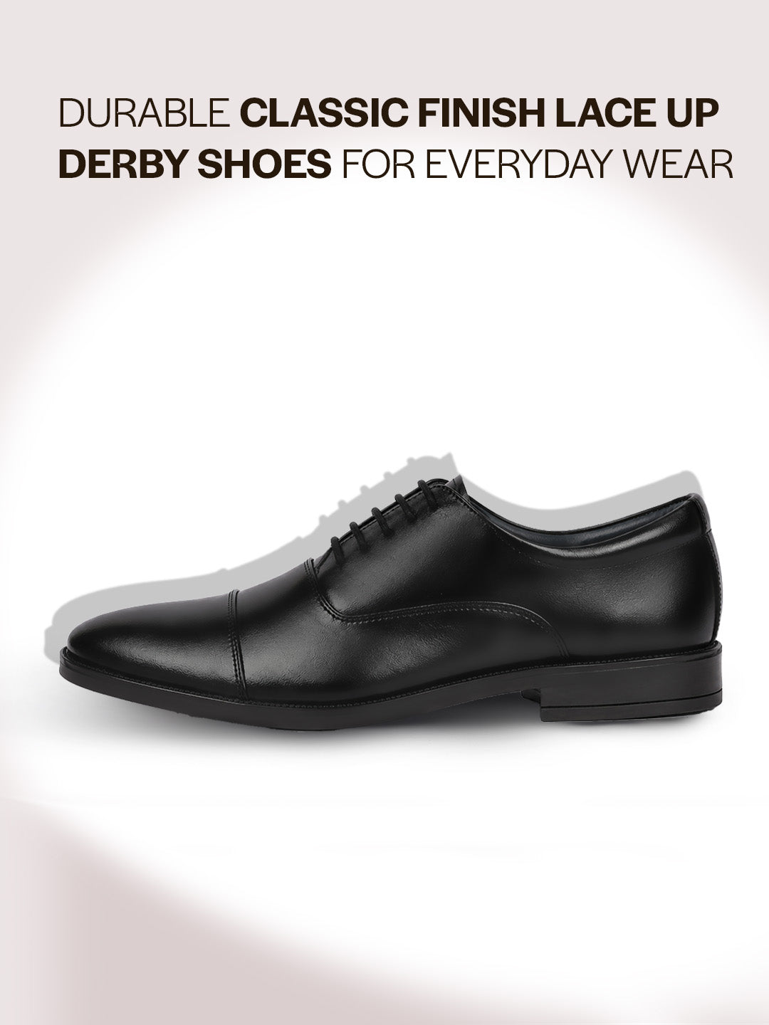 Men Black Formal Office Work Lace-Up Derby Shoes