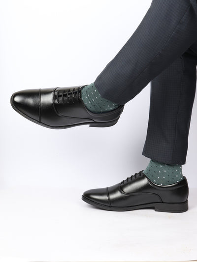 Men Black Formal Office Work Lace-Up Derby Shoes