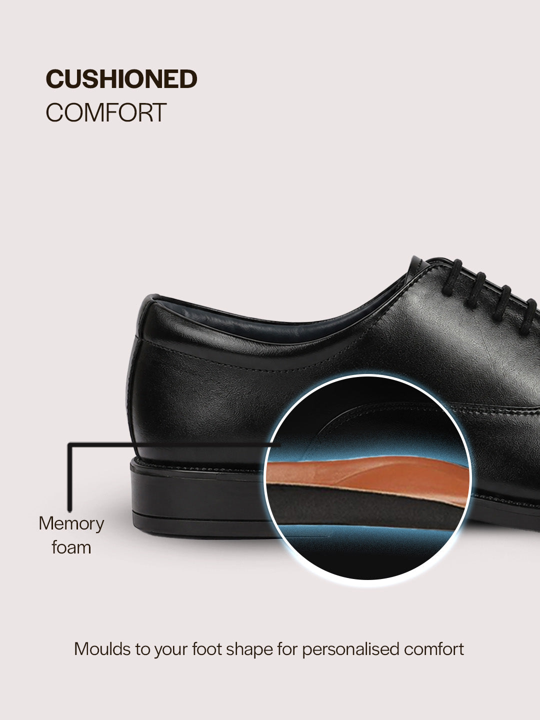 Men Black Formal Office Work Lace-Up Derby Shoes