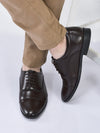 men brown formal office work lace-up derby shoes
