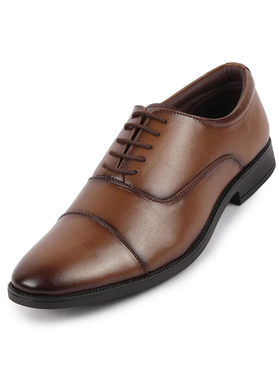 Men Tan Formal Office Work Lace-Up Derby Shoes