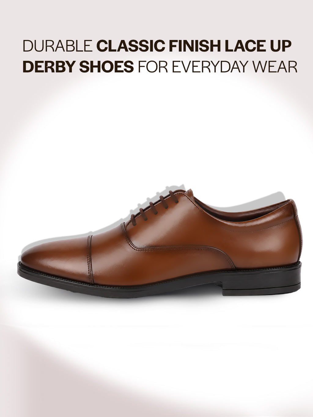 Men Tan Formal Office Work Lace-Up Derby Shoes