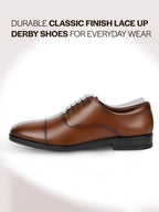 Men Tan Formal Office Work Lace-Up Derby Shoes
