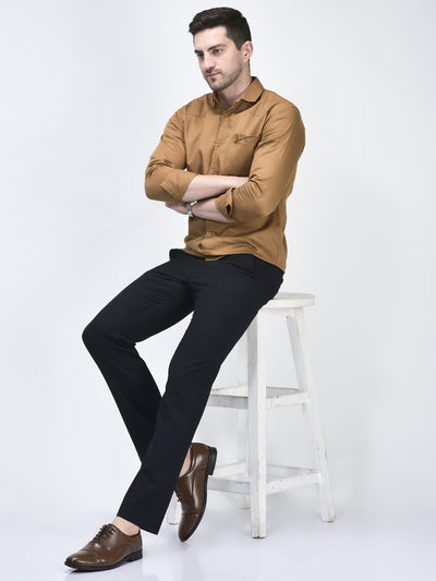 men tan formal office work lace-up derby shoes