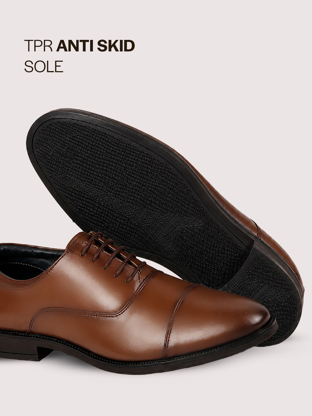 Men Tan Formal Office Work Lace-Up Derby Shoes