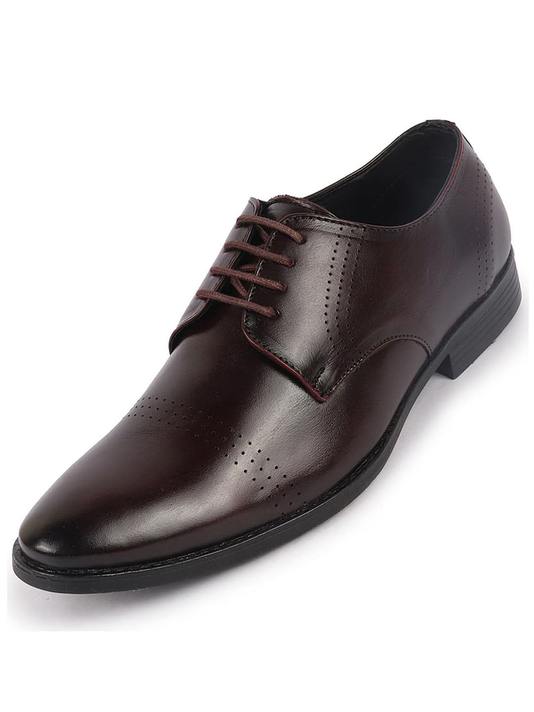 Men Brown Party Formal Office Genuine Leather Lace Up Shoes
