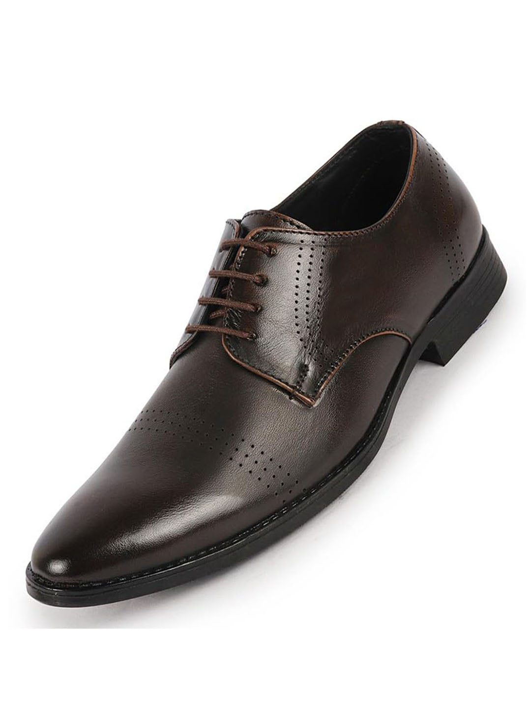 Shop Men Tan Party Formal Office Genuine Leather Lace Up Shoes Online.