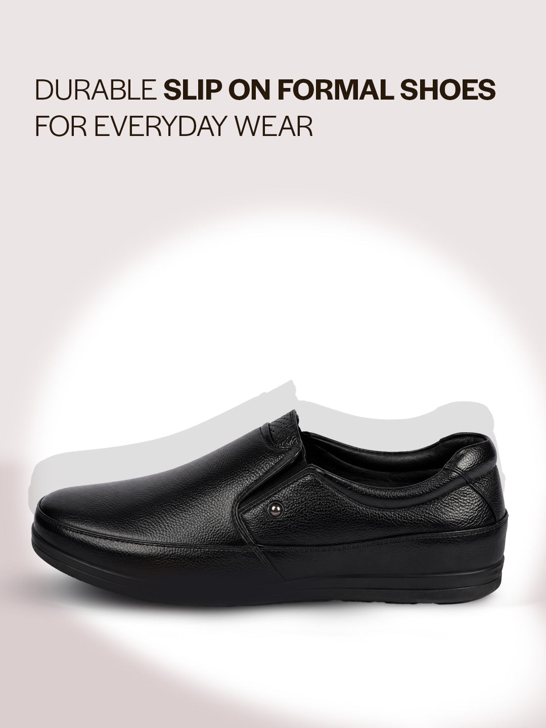 men black formal office genuine leather slip on shoes