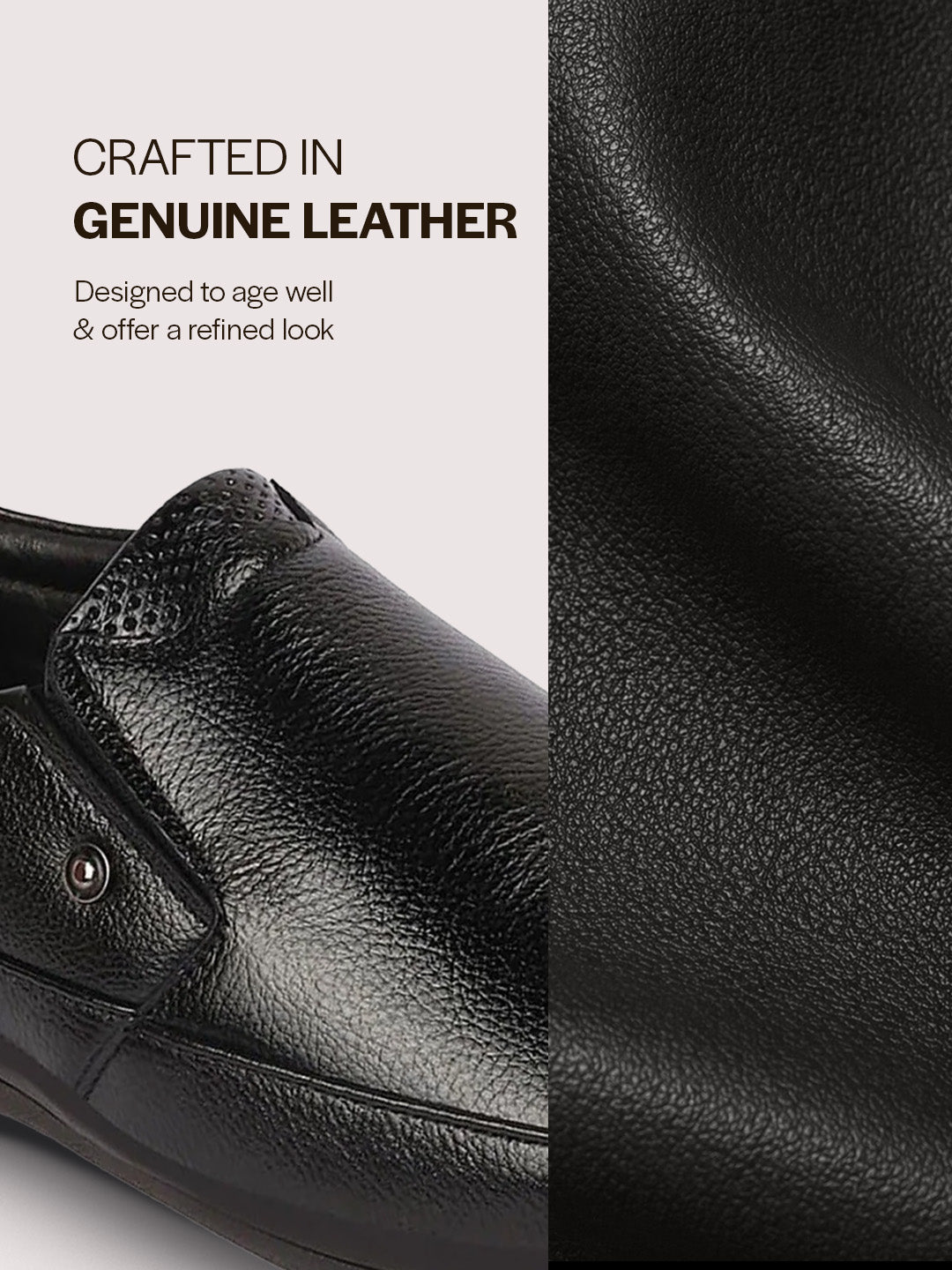 men black formal office genuine leather slip on shoes