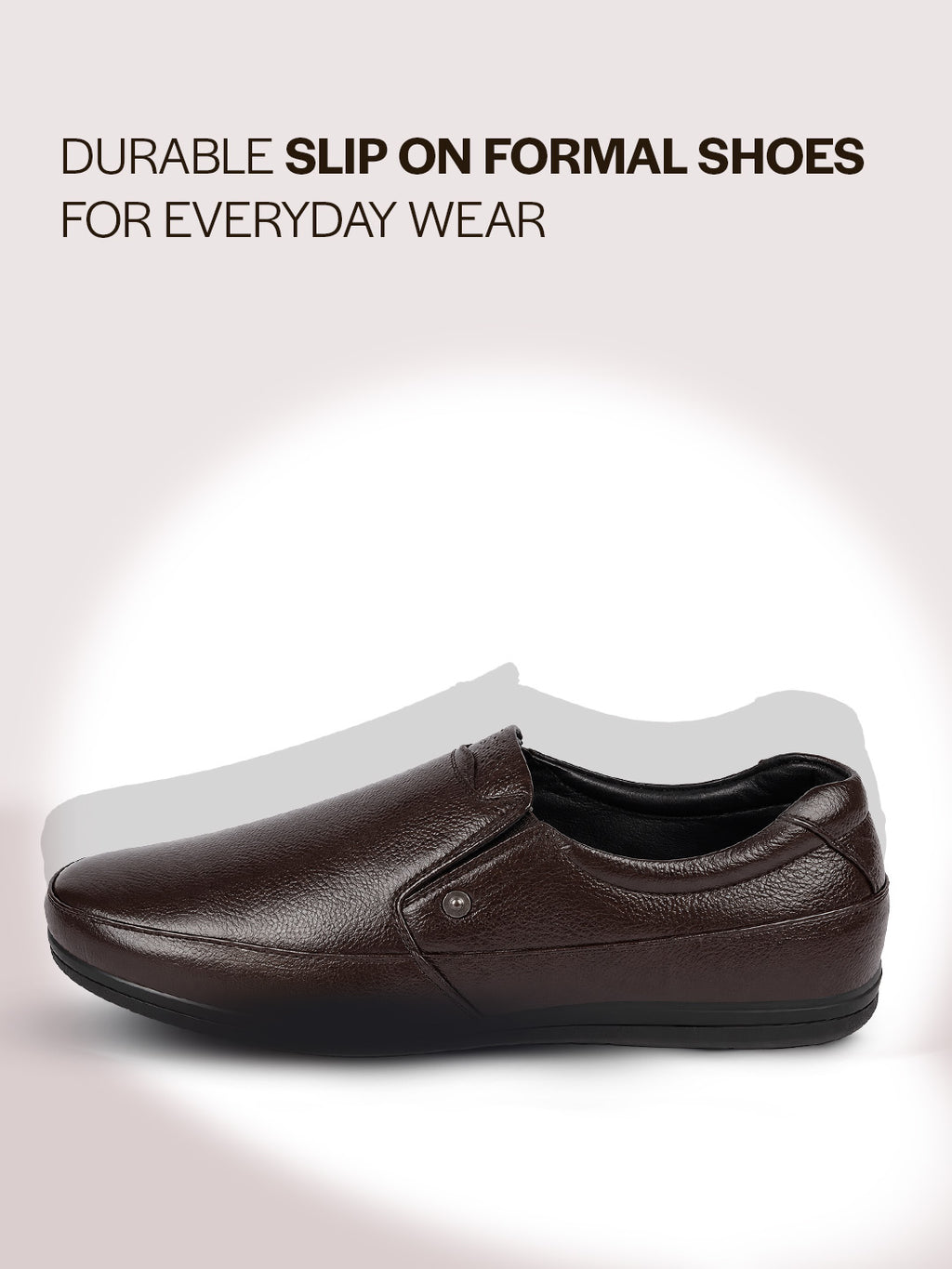 men brown formal office genuine leather slip on shoes